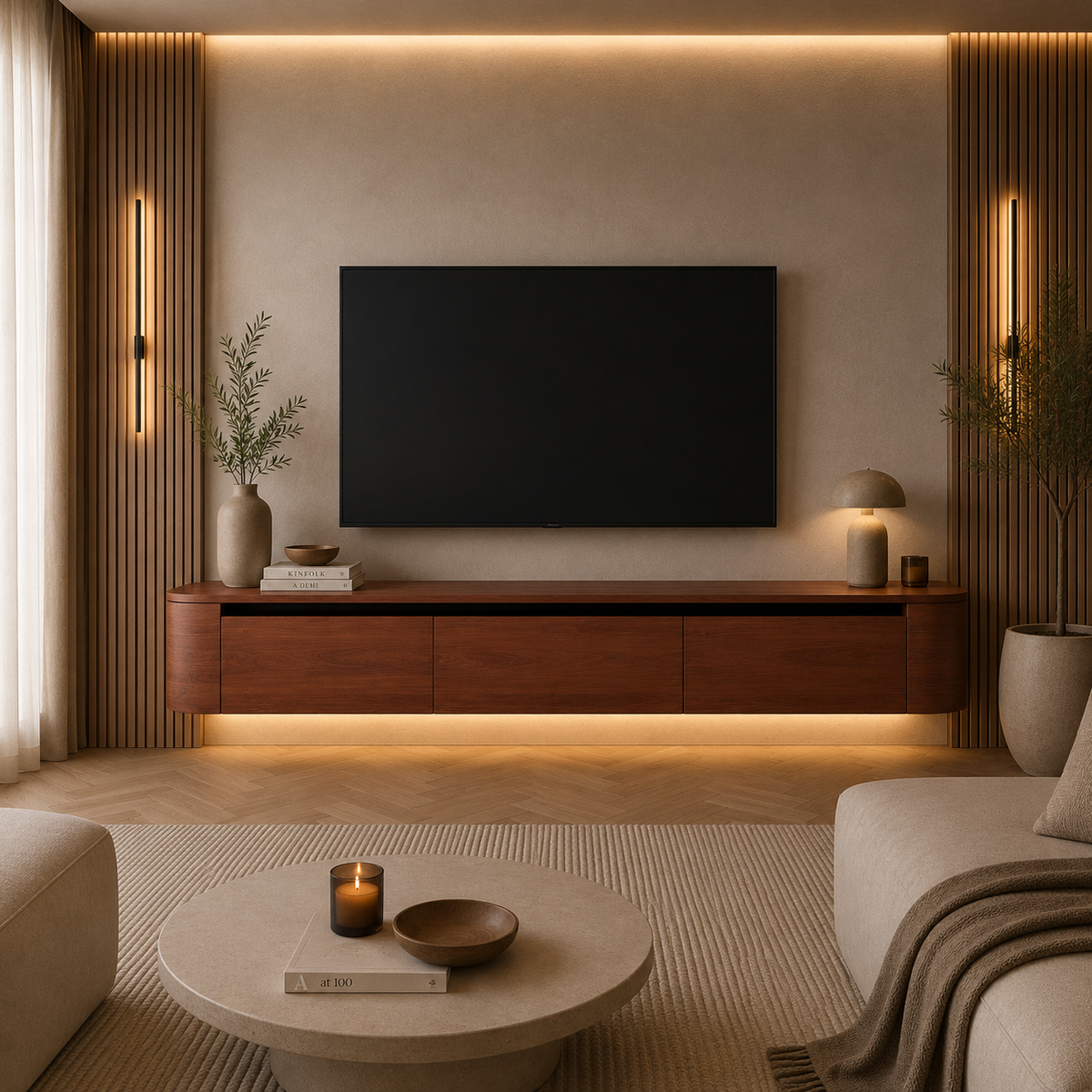 Japandi TV Unit | Bronze Oak