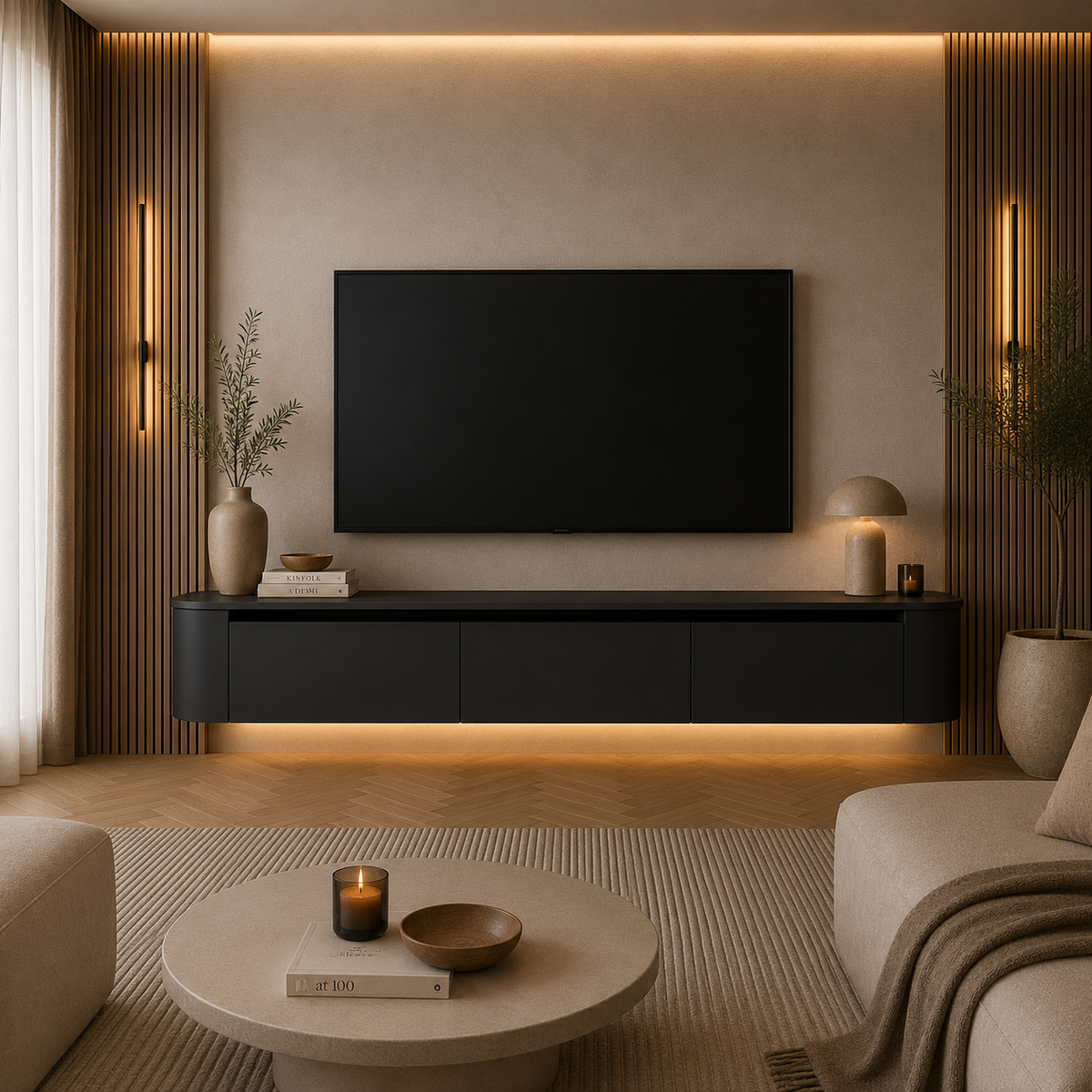 Japandi TV Unit | Matte Black