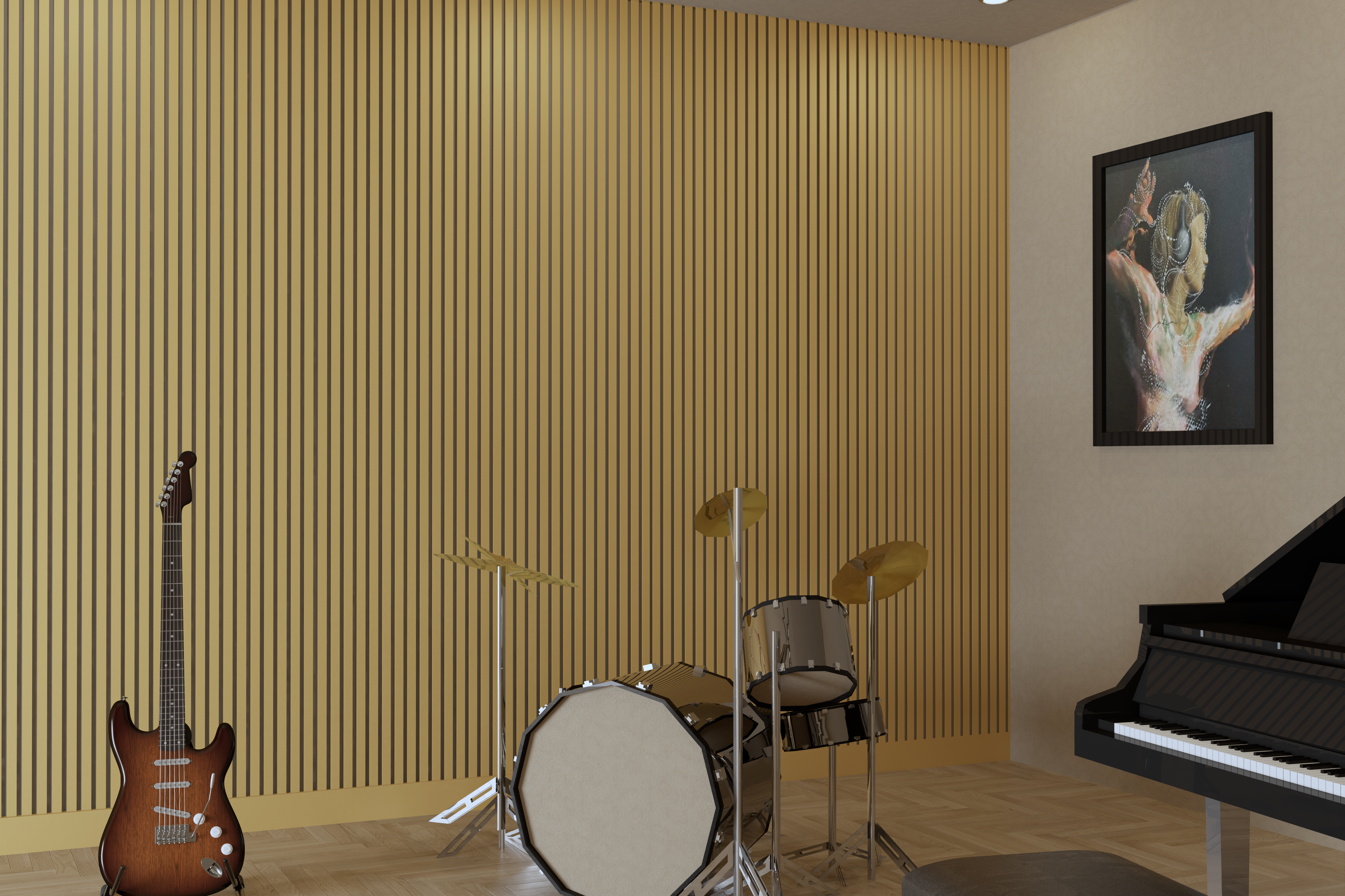 Doré (feutre gris) | Premium | Panneau mural acoustique