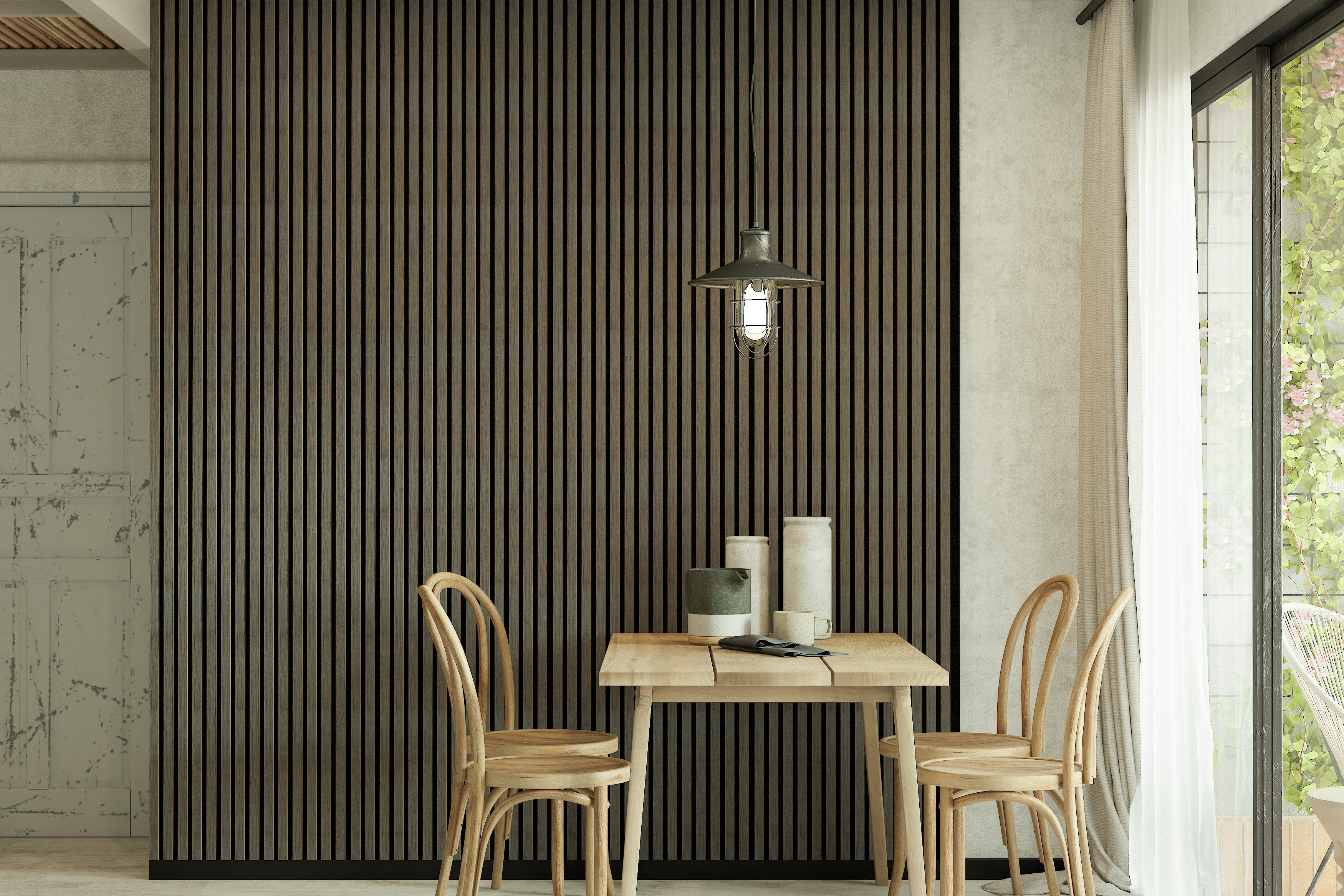 Panneau mural acoustique en noyer antique | ECO