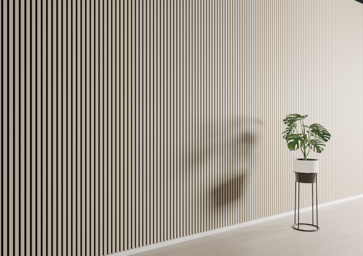 Beige MDF Latt-wandpaneel
