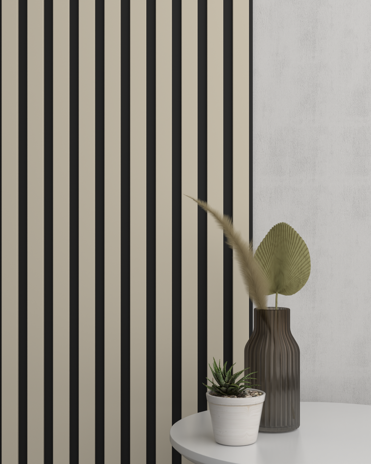 Beige MDF Latt-wandpaneel