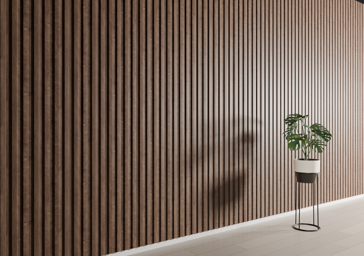 Dark Oak WP01 3D Wall Panel – Wide Slat