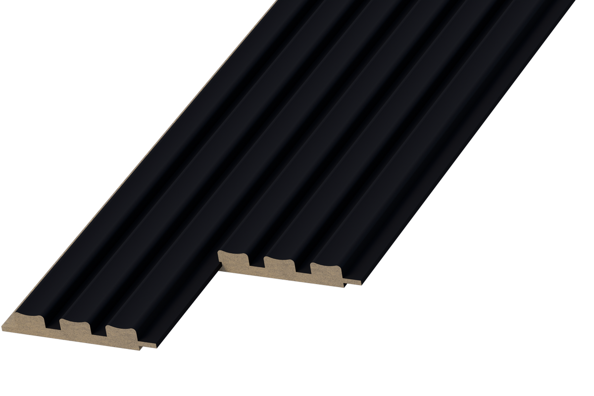 Matte Black WP04 3D Wall Panel – Dished Slat