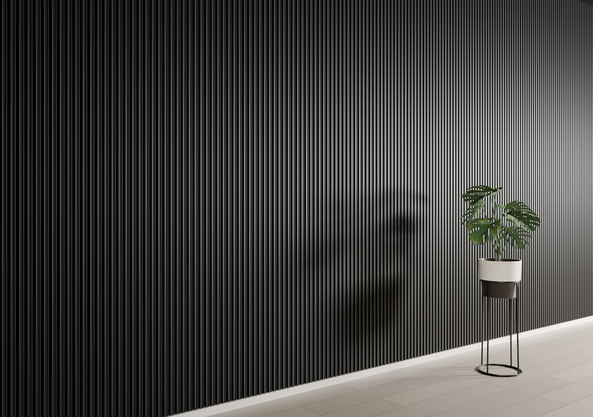 Matte Black WP04 3D Wall Panel – Dished Slat