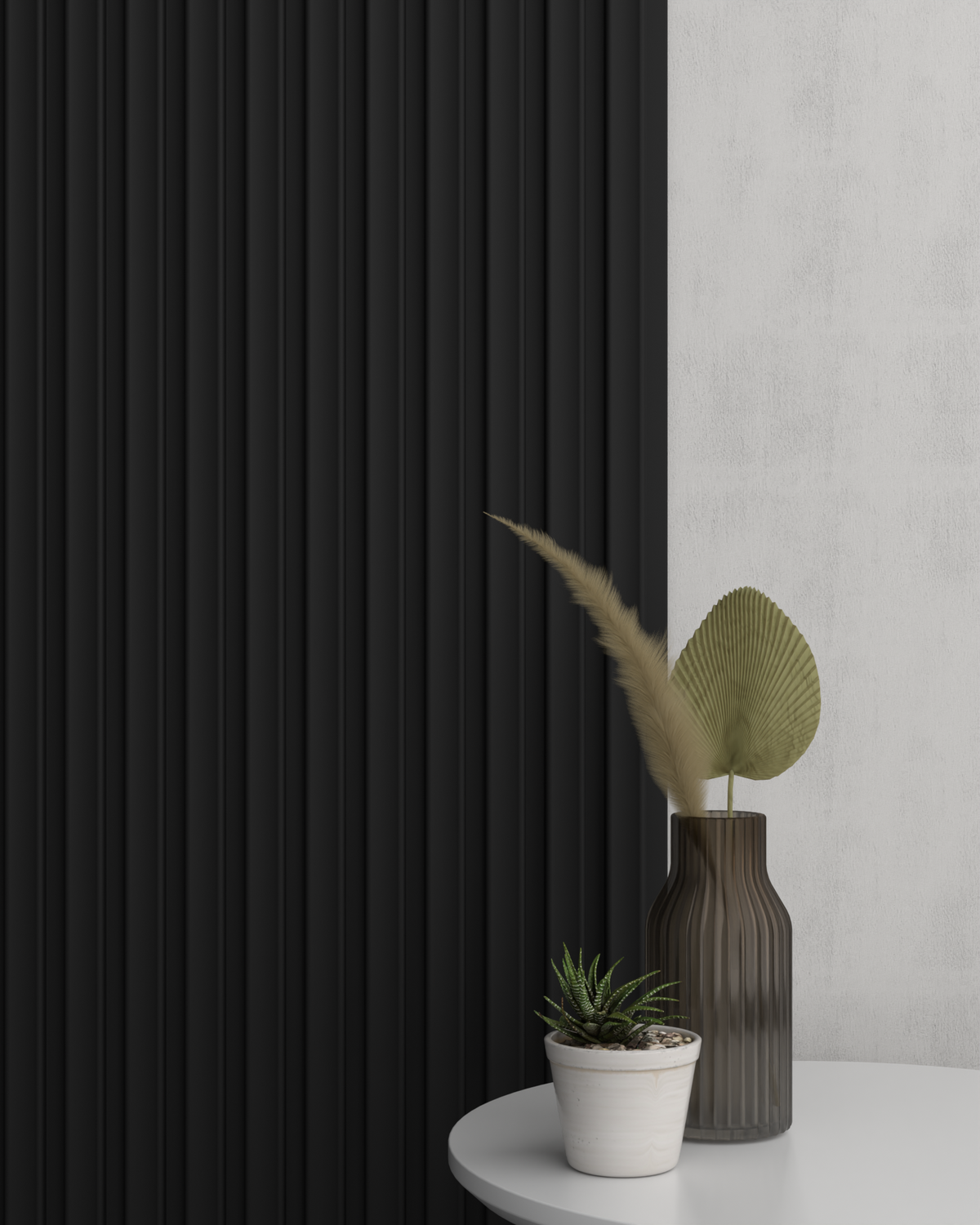 Matte Black WP04 3D Wall Panel – Dished Slat