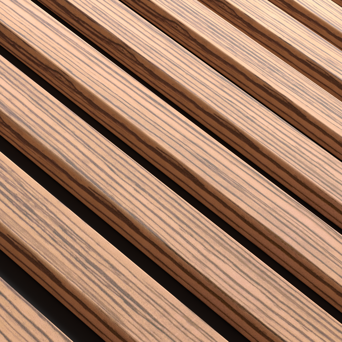 Zebrano eiken MDF Latt-wandpaneel