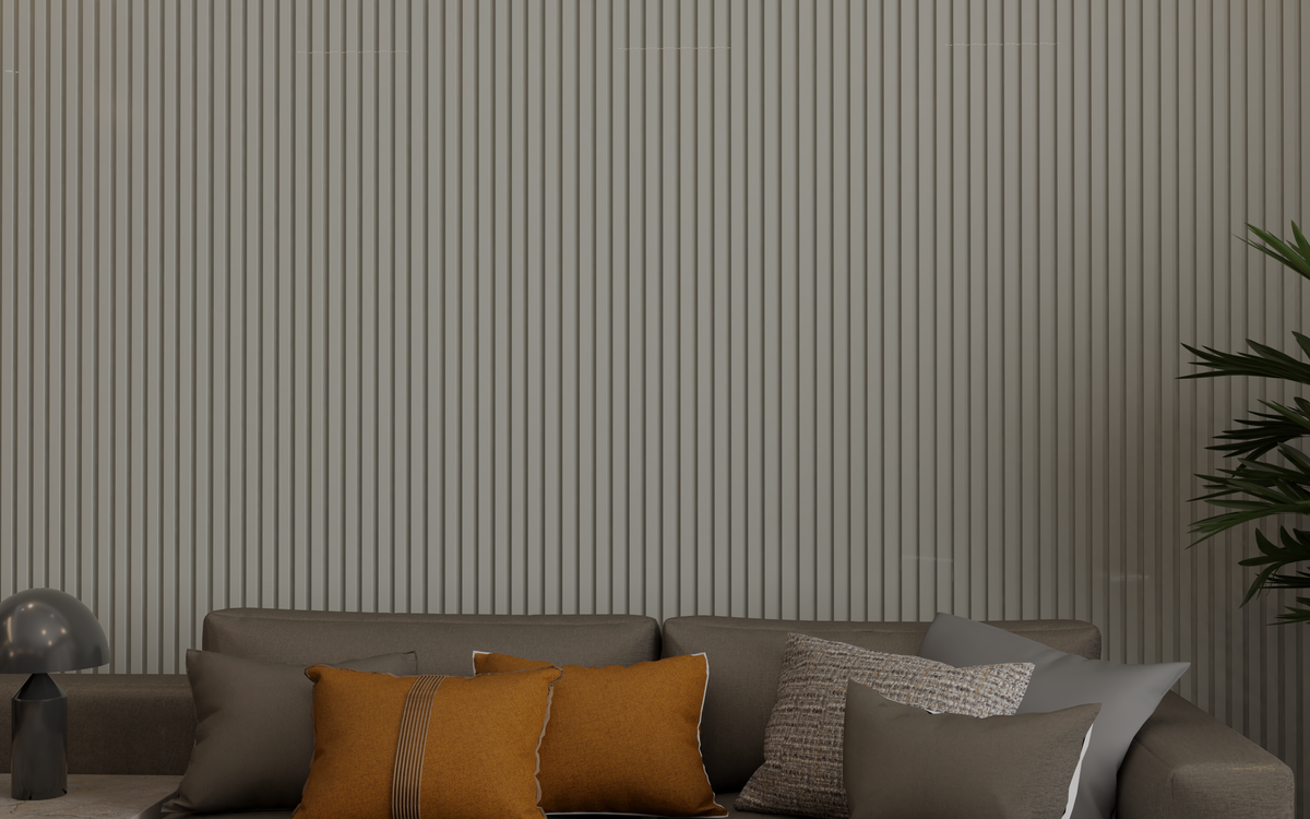 Beige MDF Latt-wandpaneel – beige achterplaat