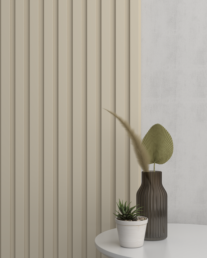 Beige MDF Latt-wandpaneel – beige achterplaat