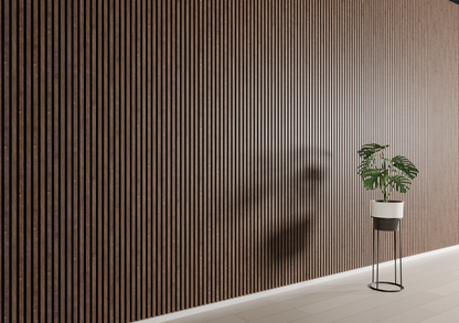 Donker eiken MDF Latt-wandpaneel
