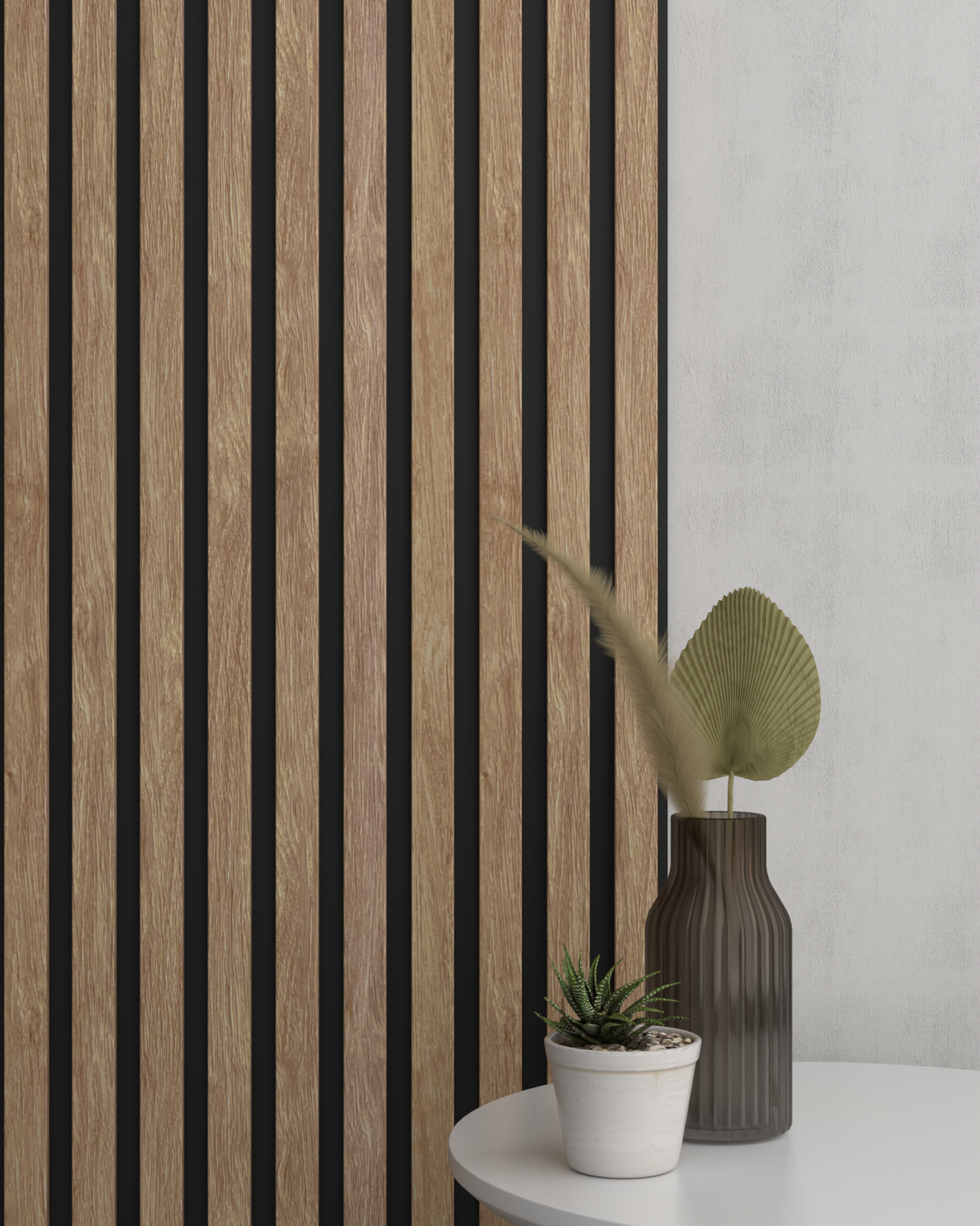 Licht eiken MDF Latt-wandpaneel