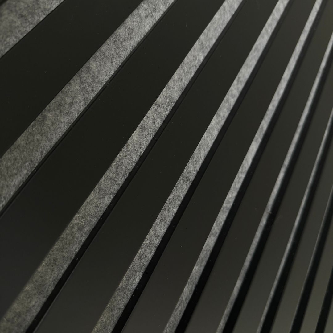 Panneau mural acoustique noir mat – feutre gris