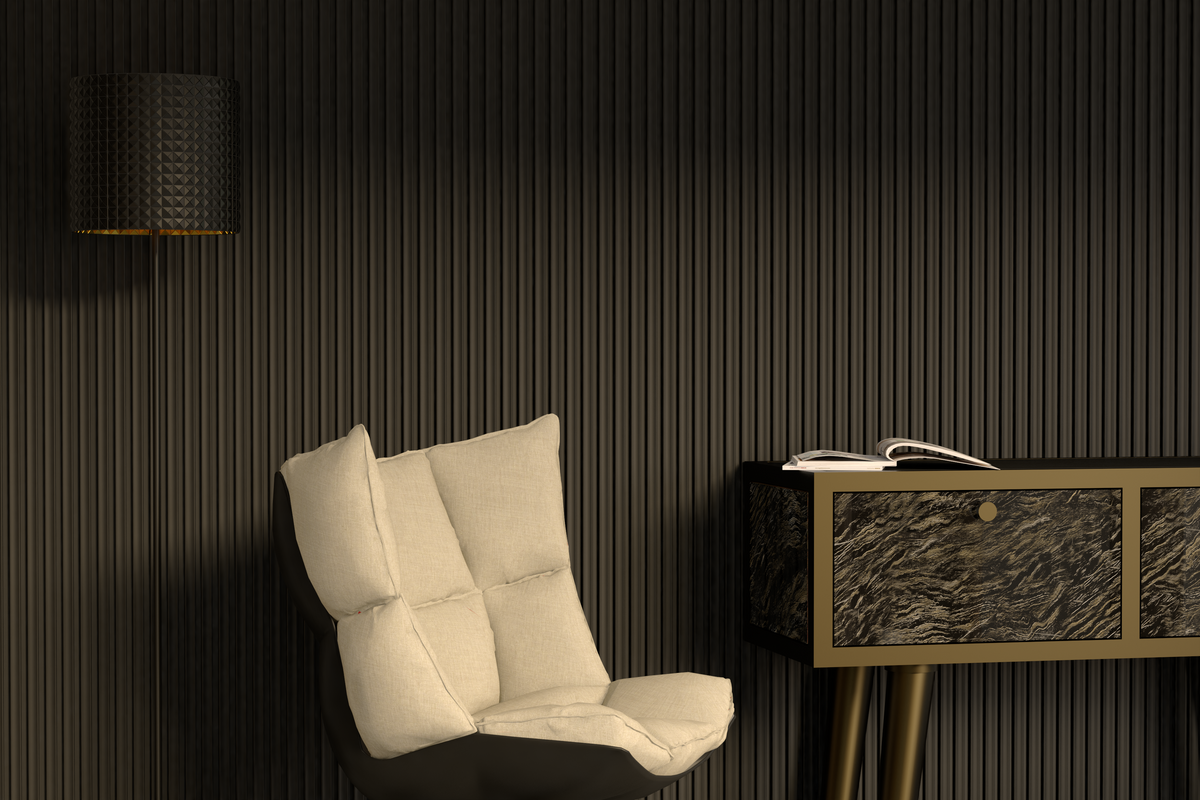 Panneau mural 3D WP04 noir mat – lame creuse