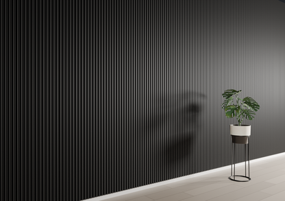 Panneau mural 3D WP04 noir mat – lame creuse