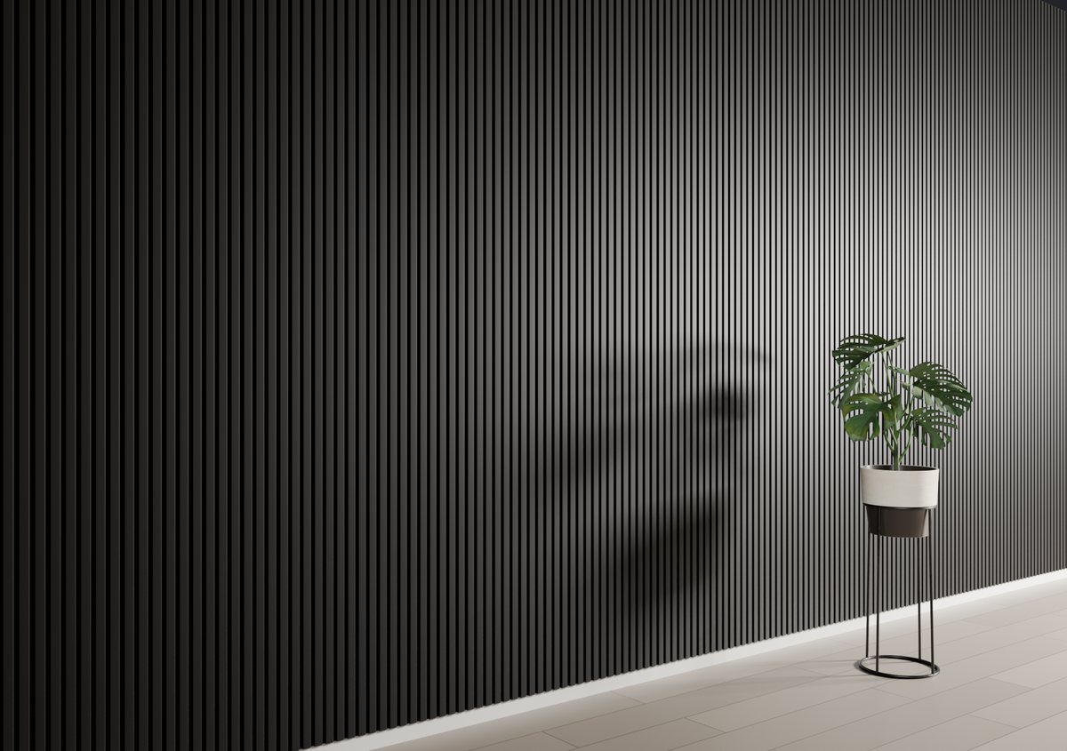 Matte Black WP04A 3D Wall Panel – Square Slat