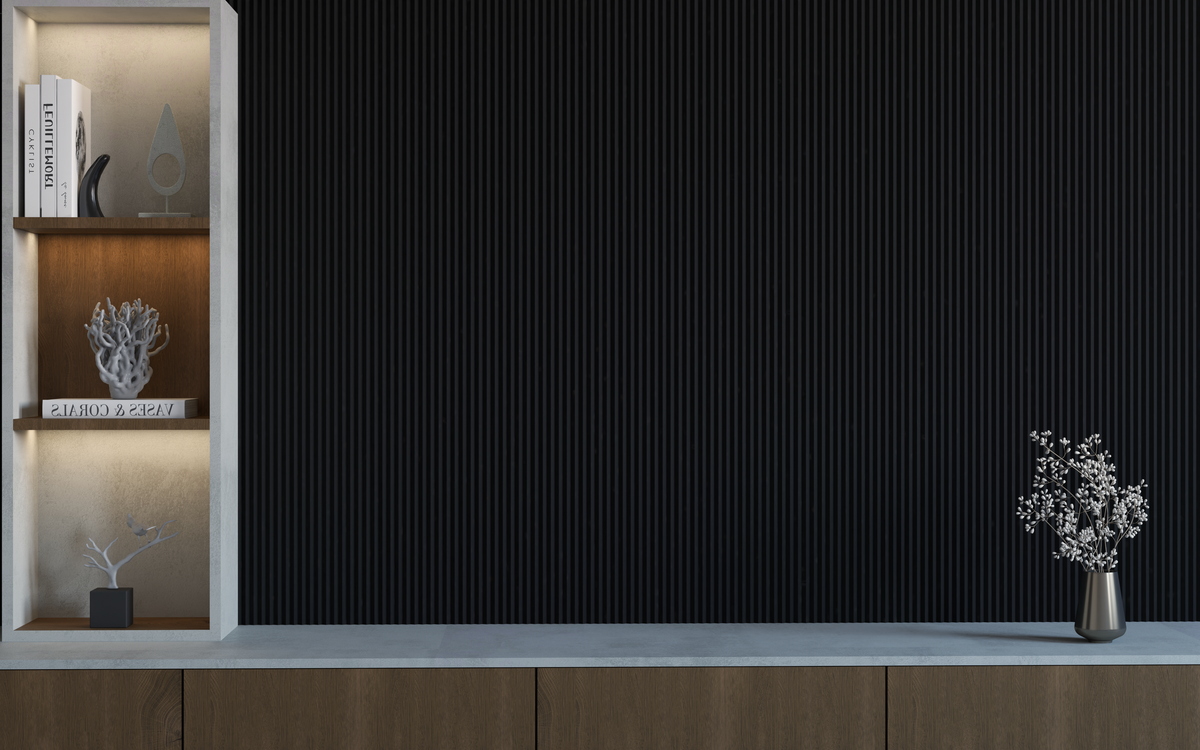 Panneau mural 3D WP10 noir mat – pic fin