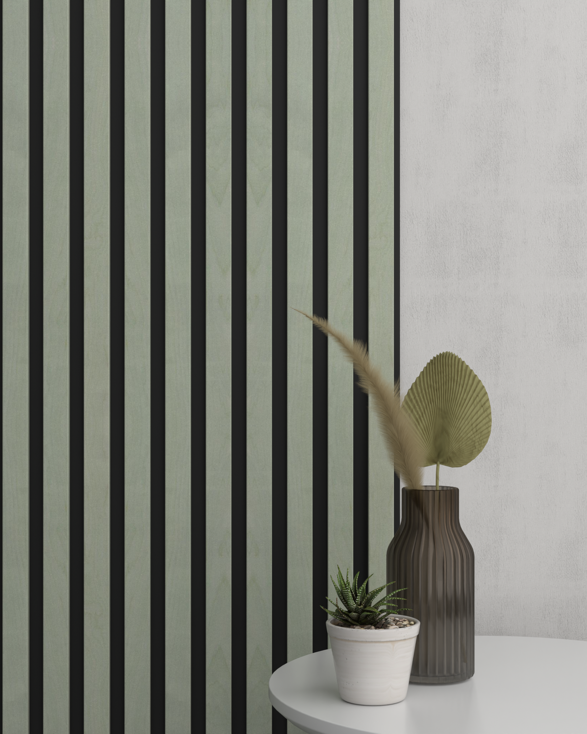 Mosgroen MDF Latt-wandpaneel