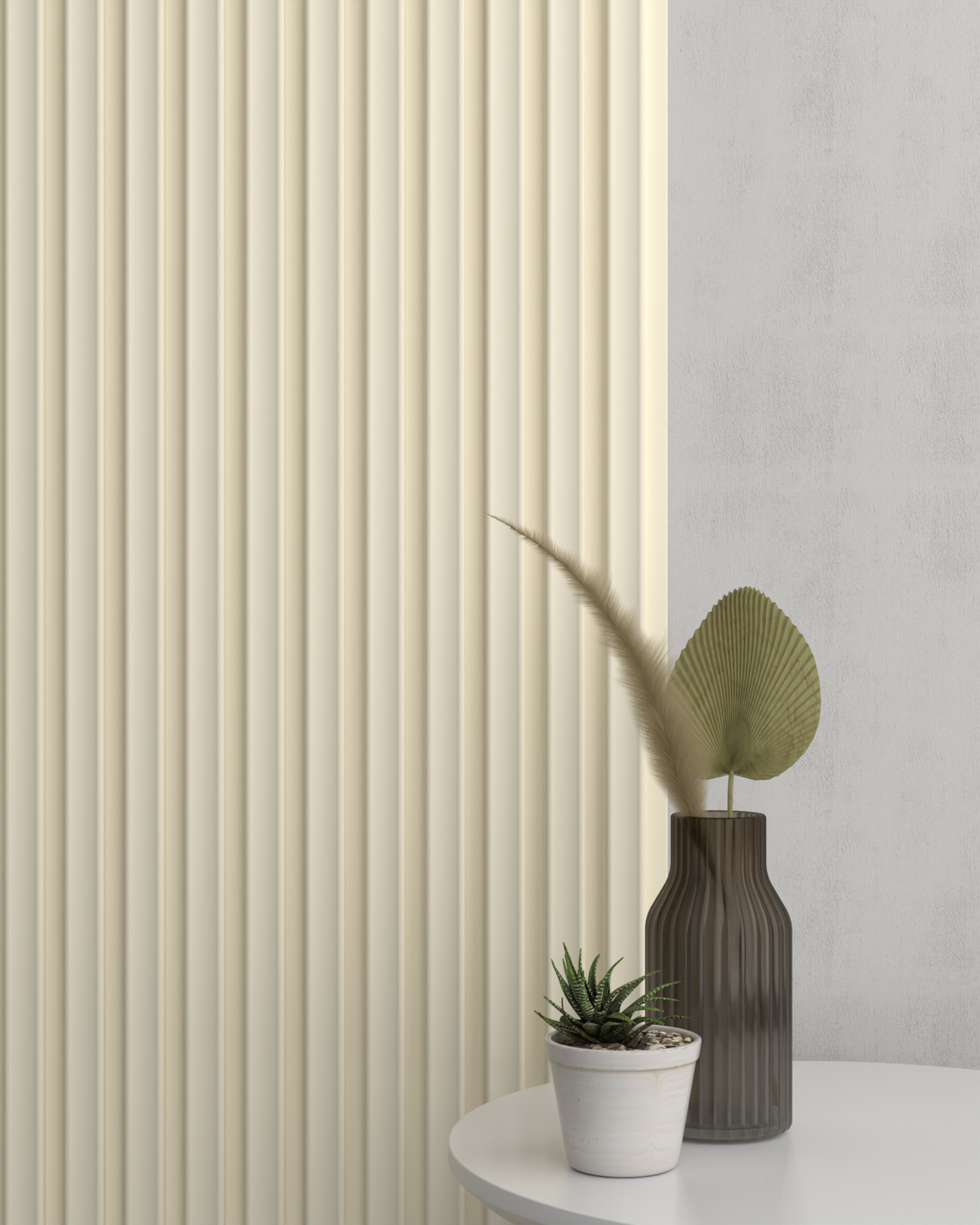 Soft Cream WP04 3D Wall Panel – Dished Slat