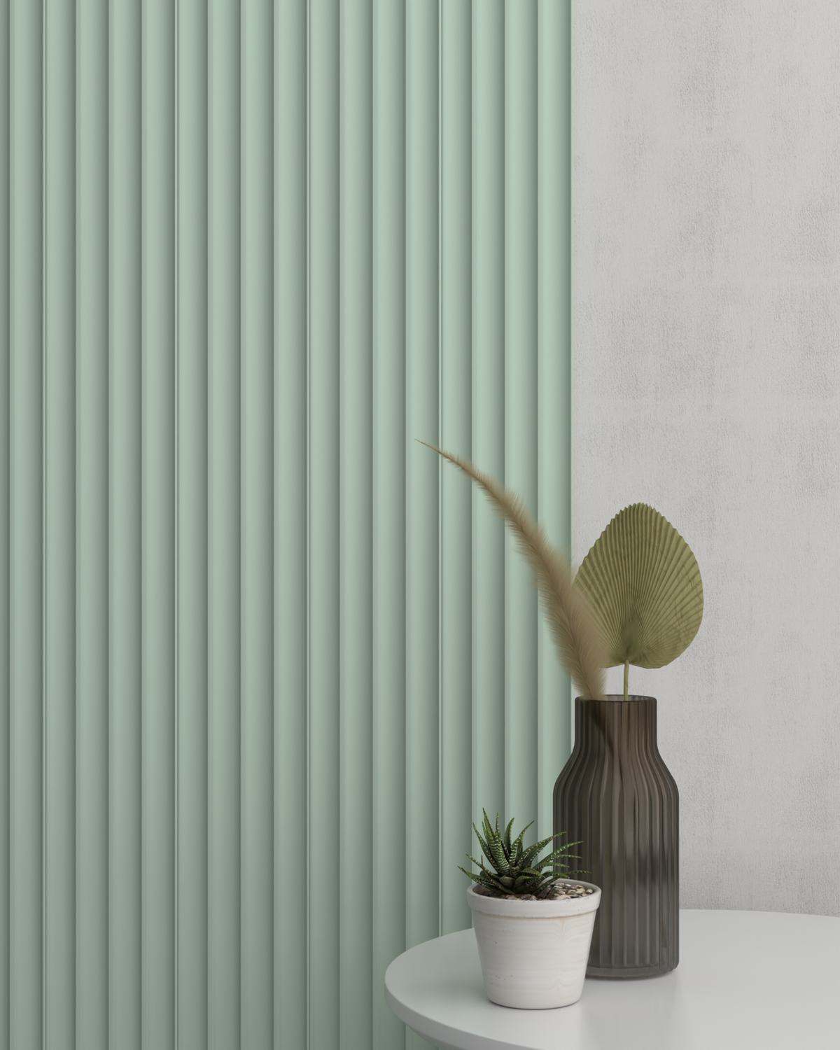 Soft Green WP08 3D Wall Panel – Round Flute