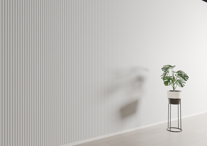 Zacht wit SWP03 3D-wandpaneel – smalle V-groef