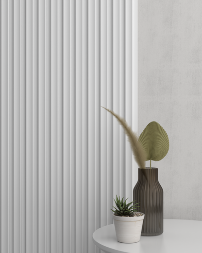 Soft White WP04 3D Wall Panel – Dished Slat