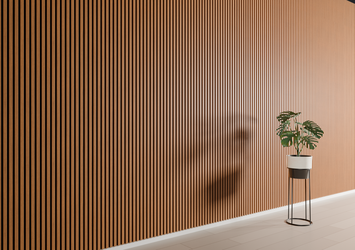 Teak MDF Latt-wandpaneel