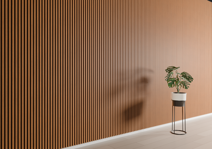 Teak MDF Latt-wandpaneel