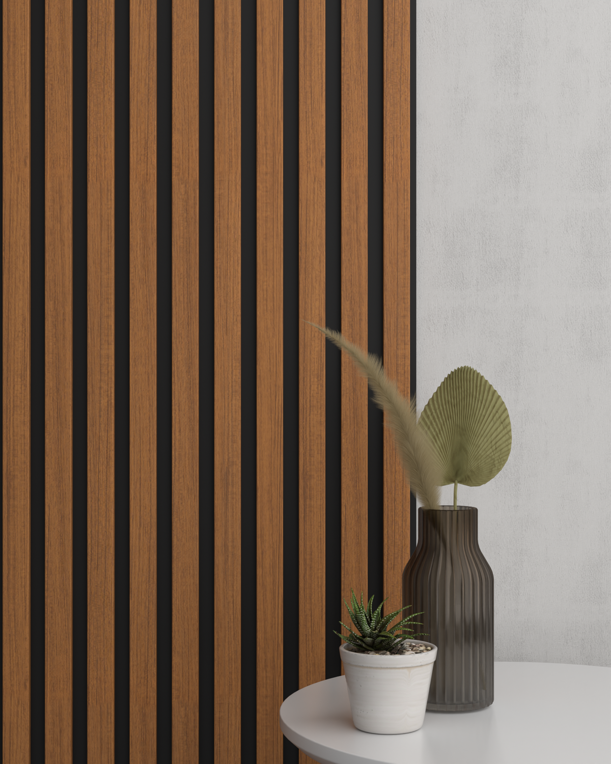 Teak MDF Latt-wandpaneel