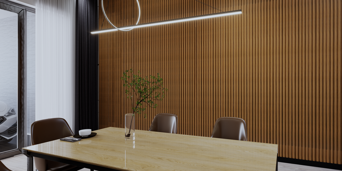 Teak MDF Latt-wandpaneel – teak achterplaat