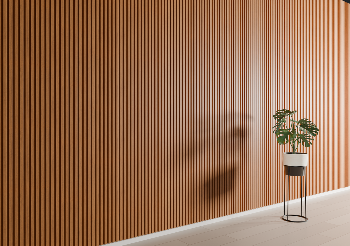 Teak MDF Latt-wandpaneel – teak achterplaat