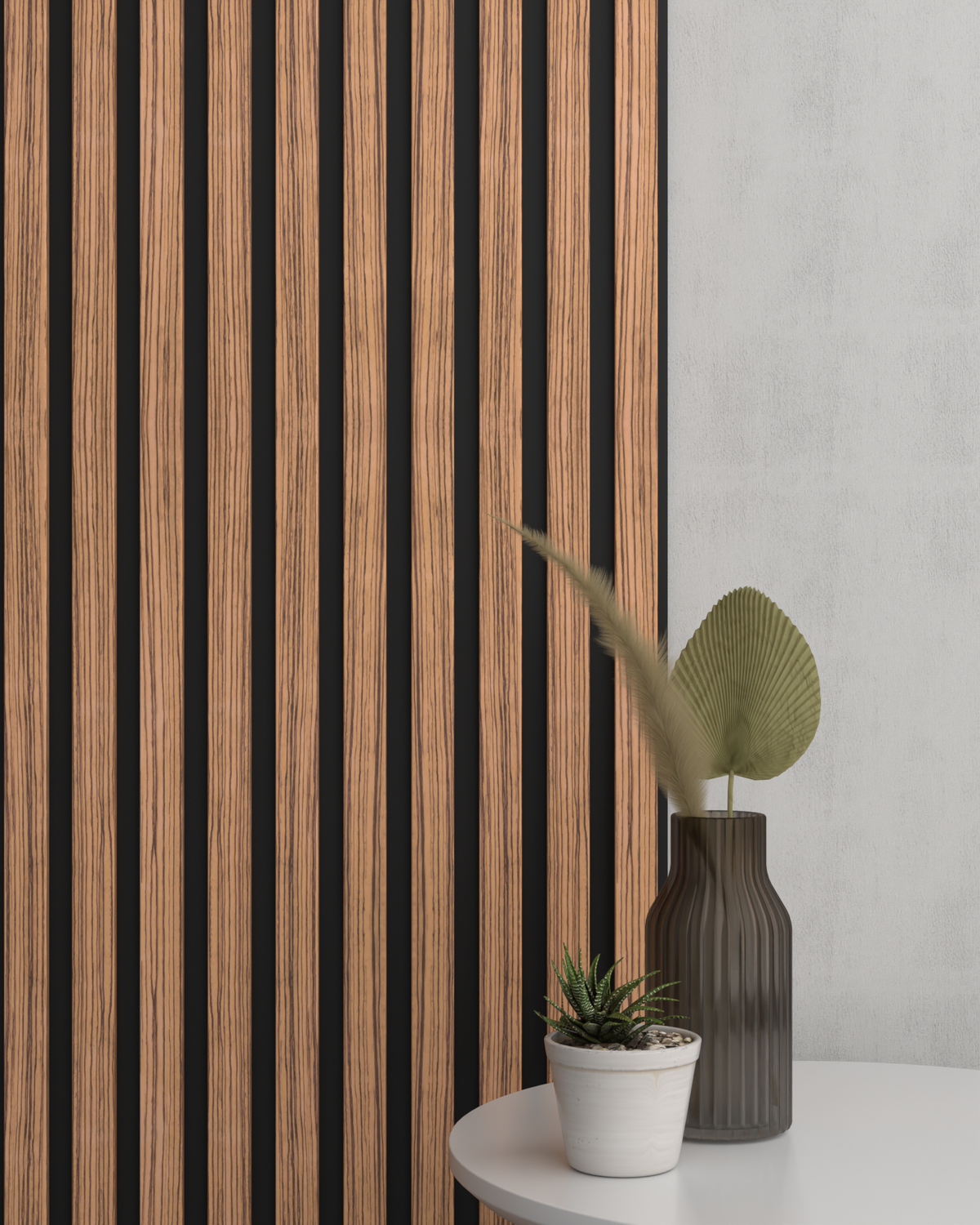 Zebrano eiken MDF Latt-wandpaneel